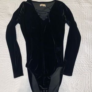 Hollister black velvet one piece